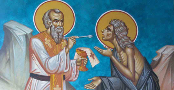 St. Mary of Egypt receiving Holy Communion from St. Zosimas