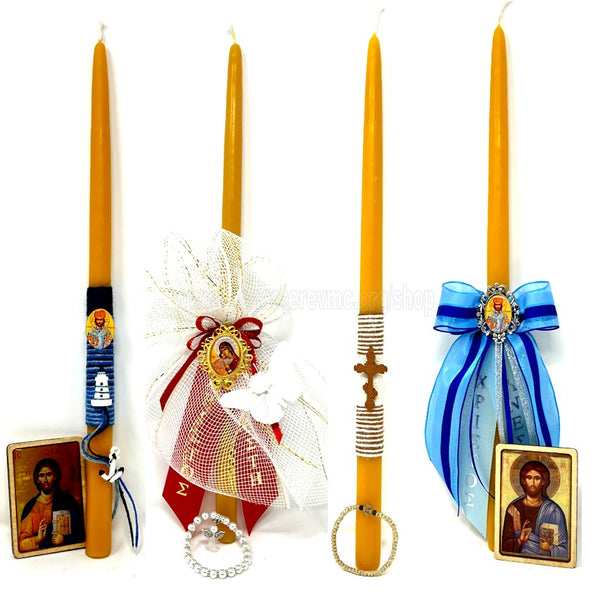 Paschal Orthodox beeswax candle made by the sisters of monasterevmc.org / Chandelle pascale orthodoxe en cire d'abeille faite à la main par les soeurs du monasterevmc.org