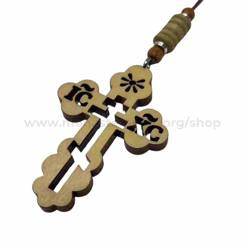 Orthodox wooden cross pendant sold by the sisters of monasterevmc.org