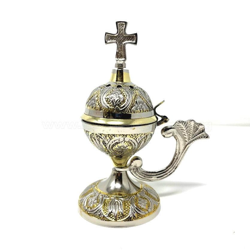 Byzantine Christian Orthodox censer for church and home use sold by the sisters of monasterevmc.org/ Encensoir byzantin orthodoxe vendu par les soeurs du monasterevmc.org