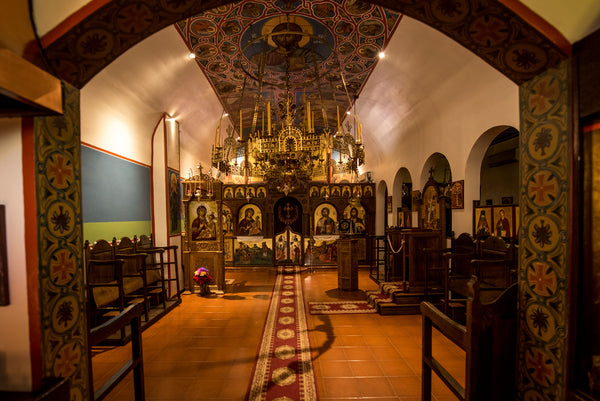 Interior view of the church of the Greek Orthodox Monastery of the Virgin Mary the Consolatory. Monasterevmc-Le troupeau bénit