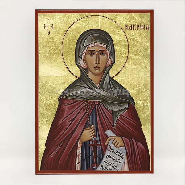 Saint Macrina, sister of Saint Basil the Great, byzantine custom made icon by the sisters of monasterevmc.org / Sainte Makrina, la soeur de Saint Basile le Grand, icone byzantine orthodoxe fabriquée au Québec par les soeurs du monasterevmc.org