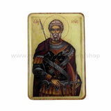 Orthodox pocket size icon of Saint Menas of Egypt the Great Martyr sold by the sisters of monasterevmc.org