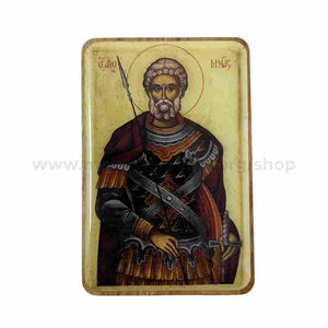 Orthodox pocket size icon of Saint Menas of Egypt the Great Martyr sold by the sisters of monasterevmc.org