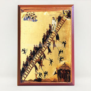 Ladder of Divine Ascent, Icon of Sinai 12th century mounted and sold by the sisters of monasterevmc.org / Icône de l'échelle sainte de Sinai du 12ème siècle vendue par les soeurs du monasterevmc.org