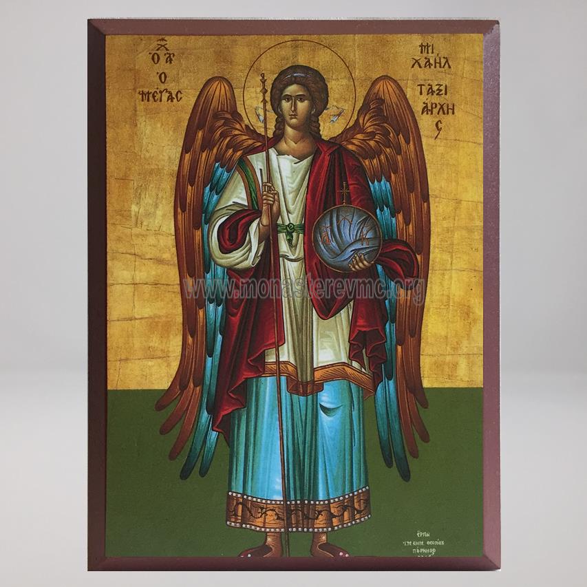 Holy Archangel Michael, byzantine orthodox custom made icon by the sisters of monasterevmc.org/ Icône byzantine orthodoxe de l'Archange Michel, fabriquée par les soeurs du monasterevmc.org