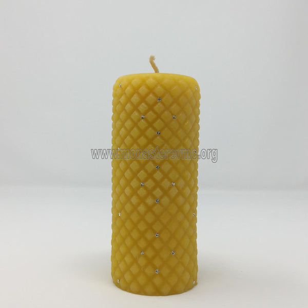 All Natural Beeswax Diamond Pillar Candles 100% Canadian honey Beeswax made by the nuns monasterevmc.org