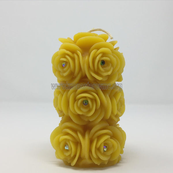 All Natural Beeswax Rose Pillar Candles 100% Canadian honey Beeswax made by the nuns monasterevmc.org