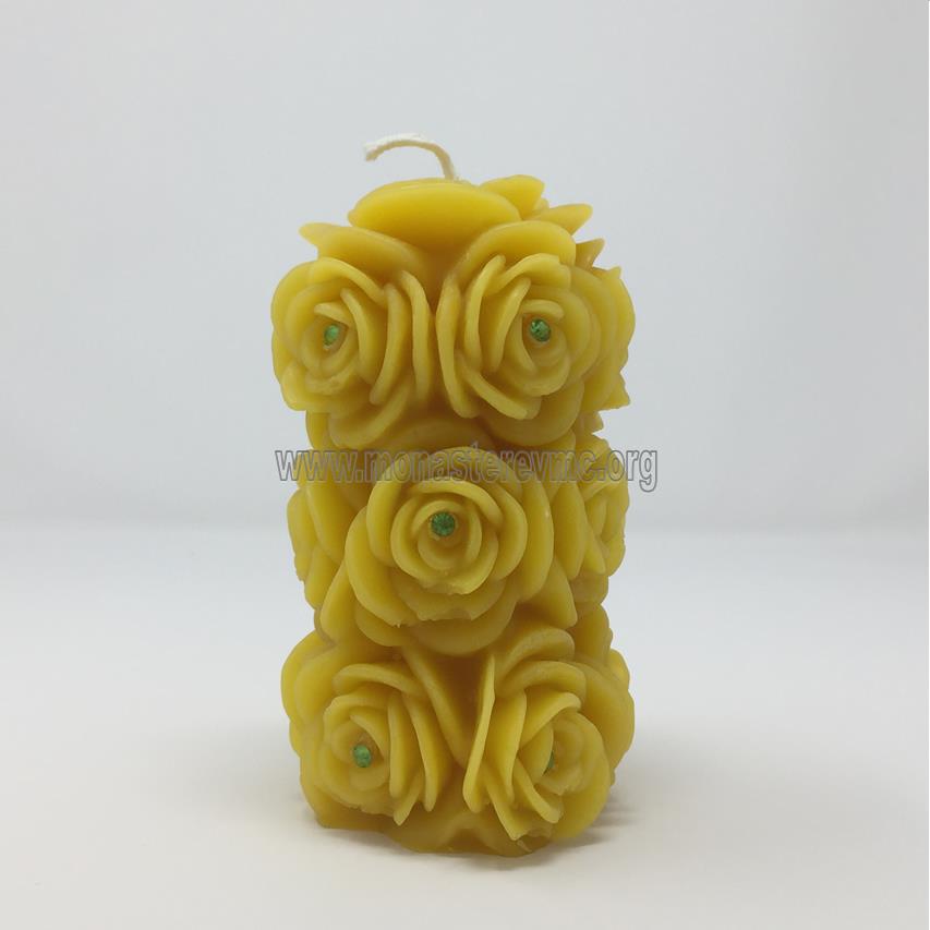 All Natural Beeswax Rose Pillar Candles 100% Canadian honey Beeswax made by the nuns monasterevmc.org