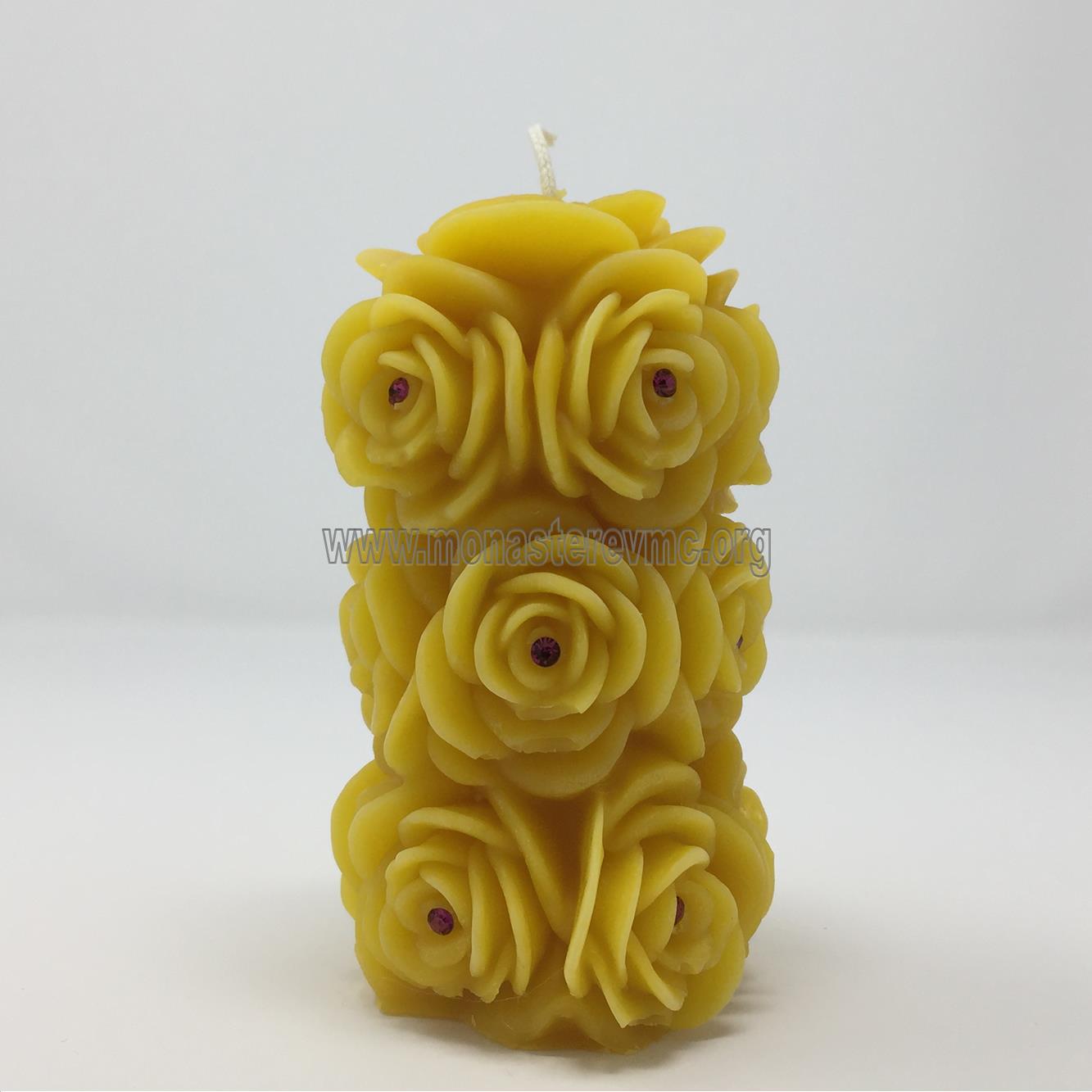 All Natural Beeswax Rose Pillar Candles 100% Canadian honey Beeswax made by the nuns monasterevmc.org