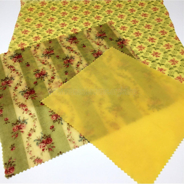 Natural reusable eco friendly beeswax food wraps made by the sisters of monasterevmc.org / Films alimentaires réutilisables en cire d'abeille fabriqués par les soeurs du monasterevmc.org