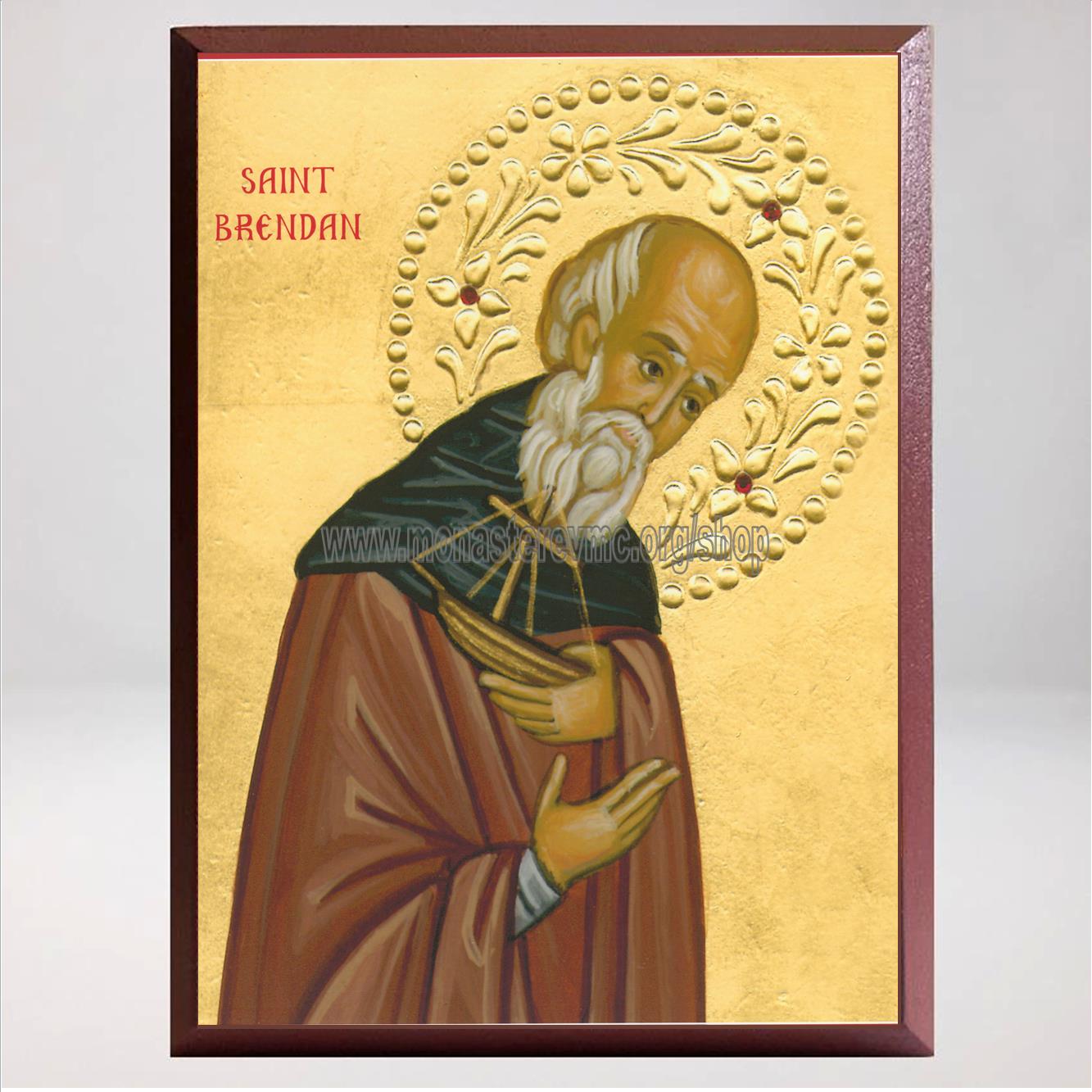 Saint Brendan the navigator, byzantine custom made icon by the sisters of monasterevmc.org / Saint Brendan le navigateur, icone byzantine orthodoxe fabriquée au Québec par les soeurs du monasterevmc.org