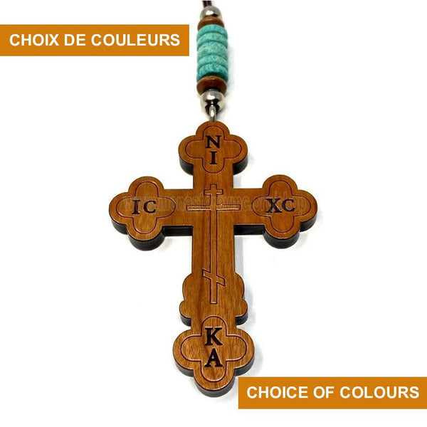 Orthodox Cross car pendant made and sold by the sisters of monasterevmc.org / Croix orthodoxe, accessoire pour l'automobile,fait à la main et vendu par les soeurs du monasterevmc.org