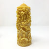 All Natural Beeswax Pillar "Christmas winter village with Cherubs" candles made by the sisters of monasterevmc.org using 100% Canadian local beeswax / Bougies "Village de Noël" en cire d'abeille fabriquées par les soeurs du monasterevmc.org