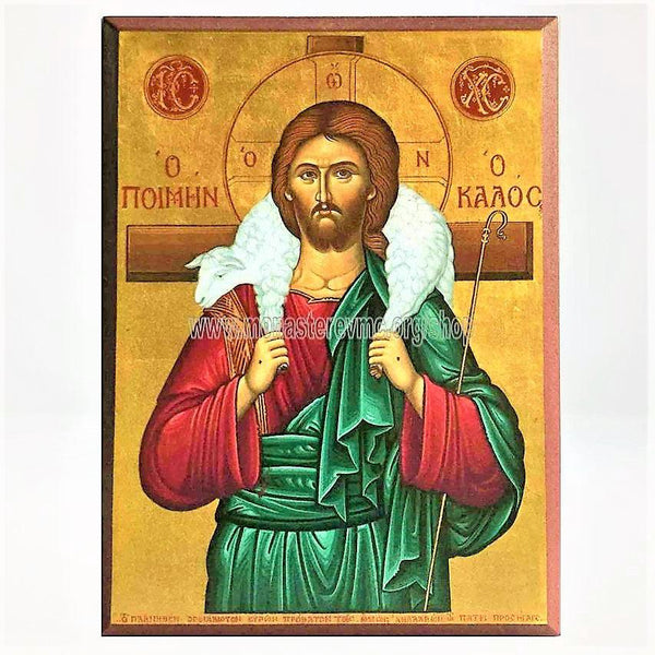 Christ the Good Shepherd, orthodox byzantine custom made icon by the sisters of monasterevmc.org / Le Christ, le bon pasteur, icone byzantine orthodoxe fabriquée au Québec par les soeurs du monasterevmc.org