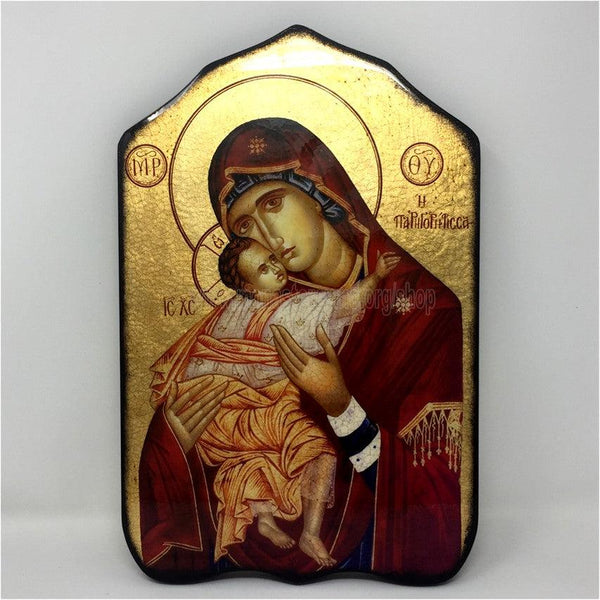 Mother of God the Consolatory byzantine orthodox custom made icon by the sisters of monasterevmc.org /Mère de Dieu la Consolatrice, icône de style byzantine orthodoxe fabriquée par les soeurs du monasterevmc.org