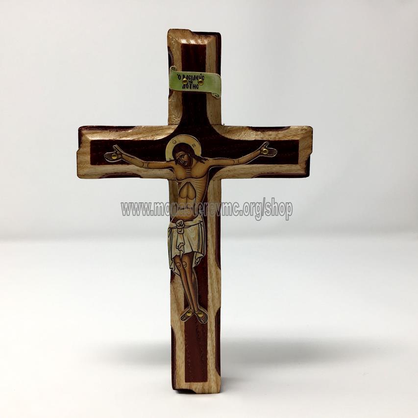 Byzantine Orthodox Christian wooden cross for wall mounting sold in Canada by the sisters of monasterevmc.org / Croix orthodoxe en bois pour le murvendu au Québec par les soeurs du monasterevmc.org