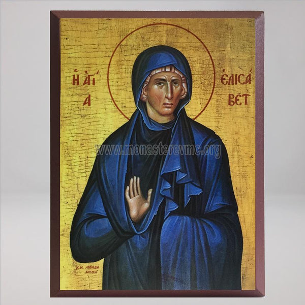 Saint Elizabeth the mother of St John the Forerunner, byzantine orthodox custom made icon in Canada  by the sisters of monasterevmc.org / Sainte Elizabeth, la mère de Saint Jean Baptiste, icone byzantine orthodoxe fabriquée au Québec par les soeurs du monasterevmc.org