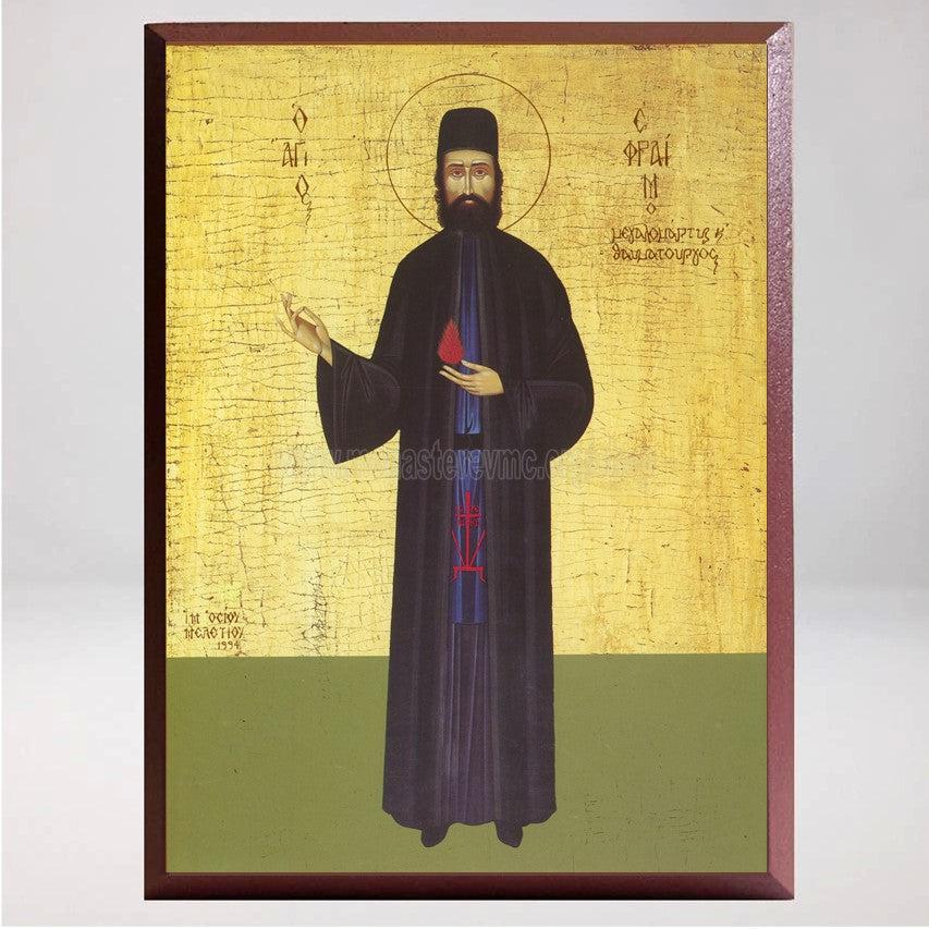 Saint Ephraim of Nea Makri, Byzantine Orthodox Icon made by the sisters of monasterevmc.org / Icône byzantine orthodoxe de Saint Ephraim de Nea Makri, faite à la main par les soeurs du monasterevmc.org