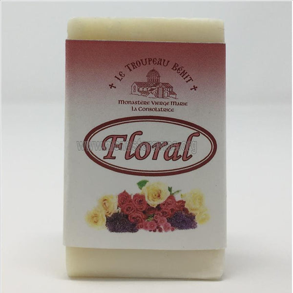 Natural goat milk floral soap bar handmade in Canada by the sisters of monasterevmc.org/ Savon naturel au lait de chèvre au parfum floral fait à la main au Québec par les soeurs du monasterevmc.org