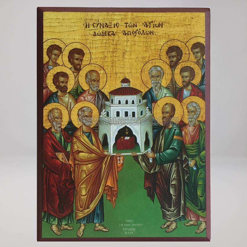 Synaxis of the Holy 12 Apostles, orthodox byzantine custom made icon by the sisters of monasterevmc.org / Saints 12 Apôtres, icone byzantine orthodoxe fabriquée au Québec par les soeurs du monasterevmc.org