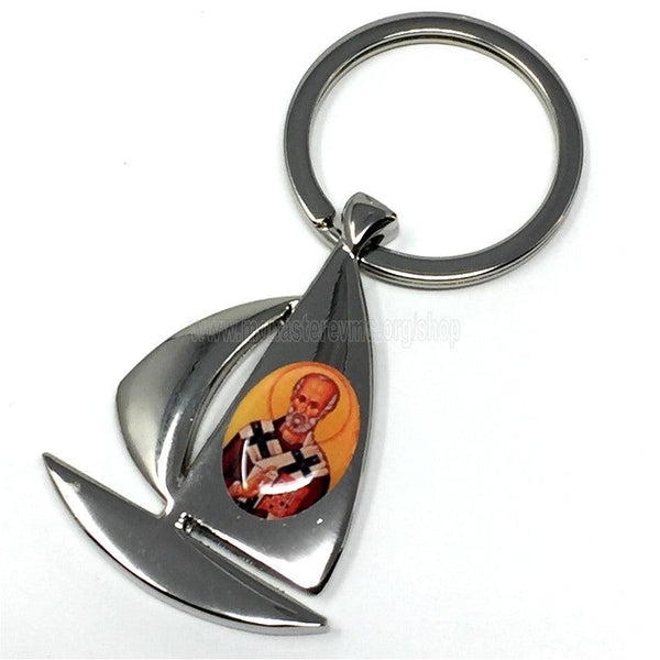 Orthodox keychain with an icon of Saint Nicholas, made by the sisters of monasterevmc.org / Porte-clé avec icône de Saint Nicolas faite à la main par les soeurs du monasterevmc.org