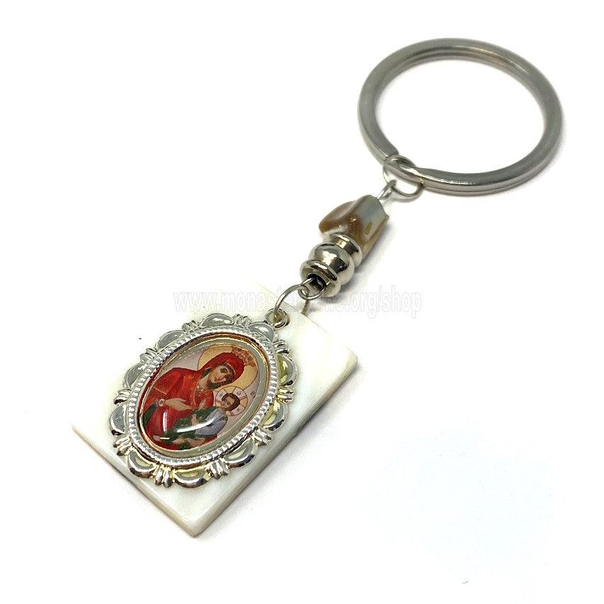 Orthodox keychain with the Mother of God made by the sisters of monasterevmc.org / Porte clé avec une icone de la Mère de Dieu fait par les soeurs du monasterevmc.org