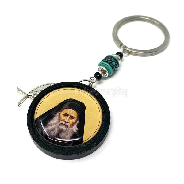 Orthodox keychain with Saint Joseph the Hesychast made by the sisters of monasterevmc.org / Porte clé avec une icone de Saint Joseph l'hésychaste fait par les soeurs du monasterevmc.org