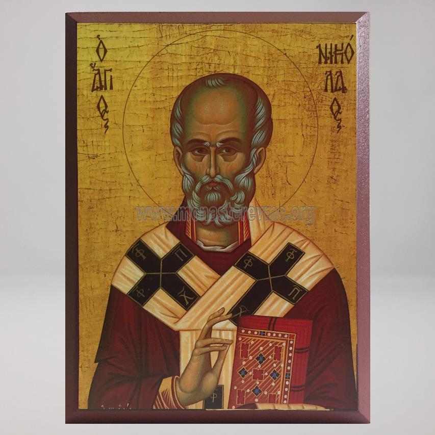 Saint Nicholas of Myra, the wonderworker, byzantine orthodox custom made icon by the sisters of monasterevmc.org/ Icône byzantine orthodoxe de Saint Nicolas de Myre, fabriquée par les soeurs du monasterevmc.org