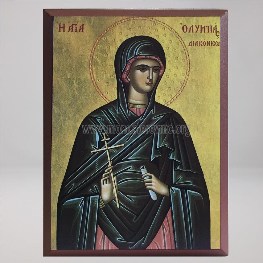 Saint Olympia the deaconess, byzantine custom made icon by the sisters of monasterevmc.org / Saint Olympiade la diaconesse, icone byzantine orthodoxe fabriquée au Québec par les soeurs du monasterevmc.org