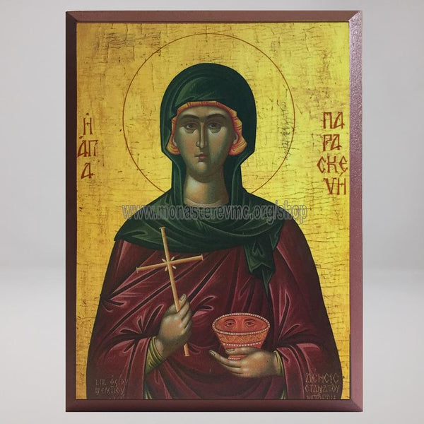 Saint  Paraskevi of Rome, byzantine orthodox custom made icon by the sisters of monasterevmc.org / Icône byzantine orthodoxe de Sainte  Paraskevi de Rome, fabriquée au Québec par les soeurs du monasterevmc.org