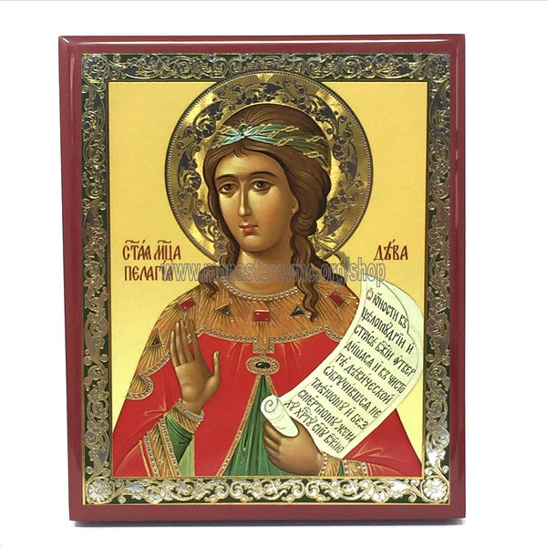 Saint Pelagia, Russian Orthodox Icon made by the sisters of monasterevmc.org / Icône de style russe orthodoxe de Sainte Pélagie, faite à la main par les soeurs du monasterevmc.org