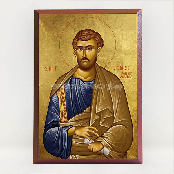 Saint James the Apostle, son of Zebedee, byzantine custom made icon by the sisters of monasterevmc.org / Saint Jacques l'apôtre, fils de Zébédée, icone byzantine orthodoxe fabriquée au Québec par les soeurs du monasterevmc.org