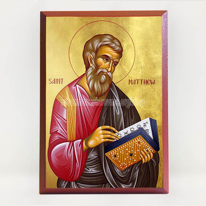 Saint Matthew the Apostle and Evangelist, byzantine custom made icon by the sisters of monasterevmc.org / Saint Mathieu l'apôtre et évangéliste, icone byzantine orthodoxe fabriquée au Québec par les soeurs du monasterevmc.org