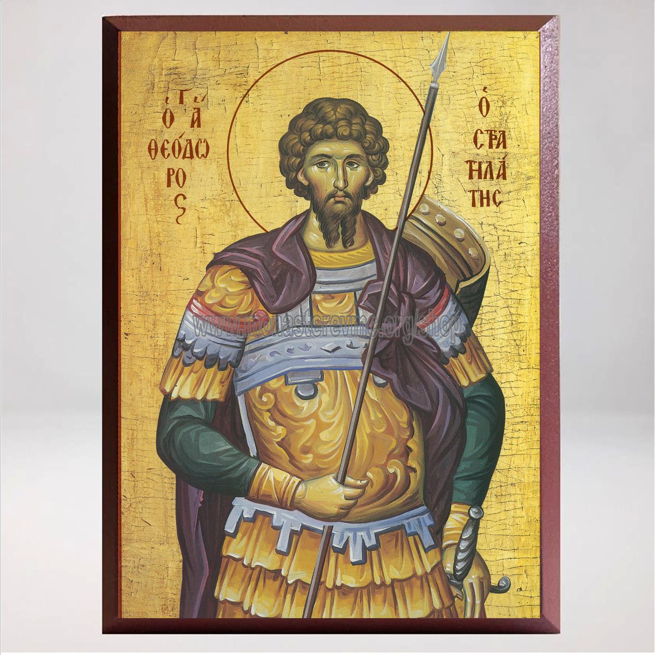 Saint Theodore the Stratelates, byzantine orthodox custom made icon in Canada by the sisters of monasterevmc.org / Saint Théodore le stratélate, icône byzantine orthodoxe fabriquée au Québec par les soeurs du monasterevmc.org