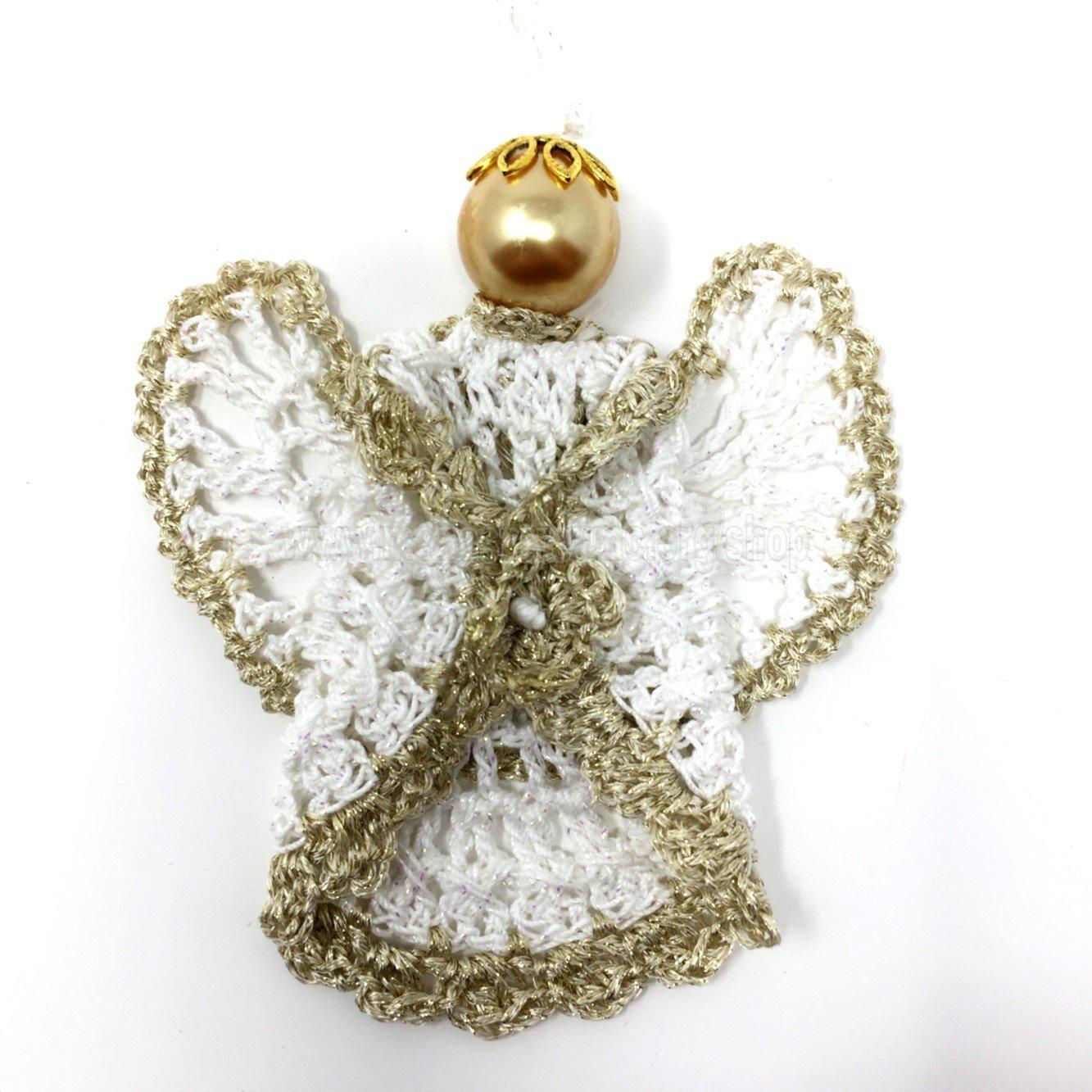 Hand crocheted angel Christmas decoration made by the sisters of monasterevmc. org/ Ange crocheté avec une auréole, décoration de Noël, faite à la main par les soeurs du monasterevmc.org