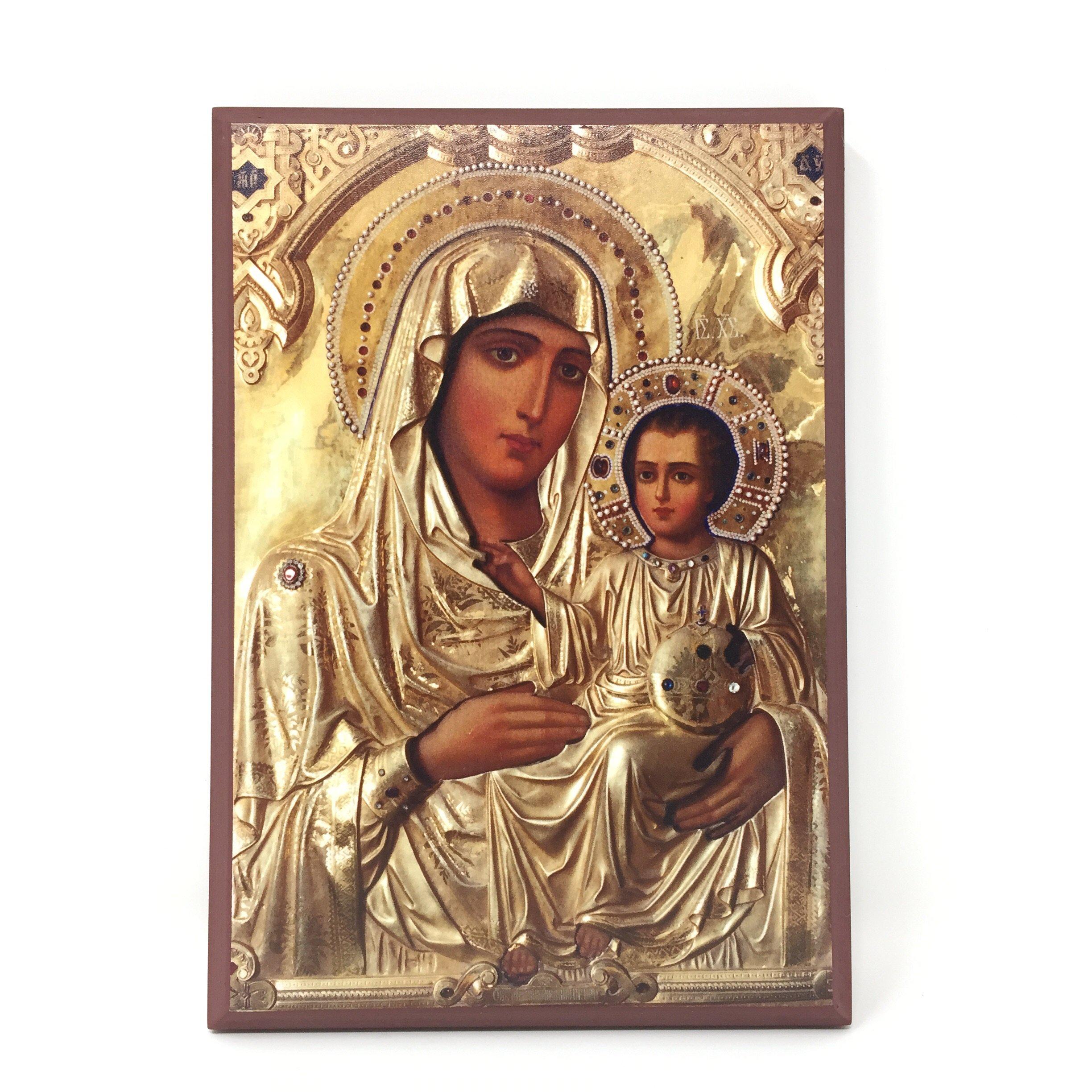 Mother of God Ierosolymitissa, of Jerusalem icon print mounted by the sisters of monasterevmc.org / Icône byzantine de la Mere de Dieu de Jérusalem laminée sur bois par les soeurs du monasterevmc.org